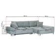 ECKSOFA in Flachgewebe Hellgrau  - Hellgrau/Schwarz, KONVENTIONELL, Textil/Metall (295/180cm) - Carryhome