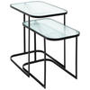 BEISTELLTISCHSET rechteckig Schwarz  - Schwarz, Design, Glas/Metall (48-49/27-32/39-51cm)