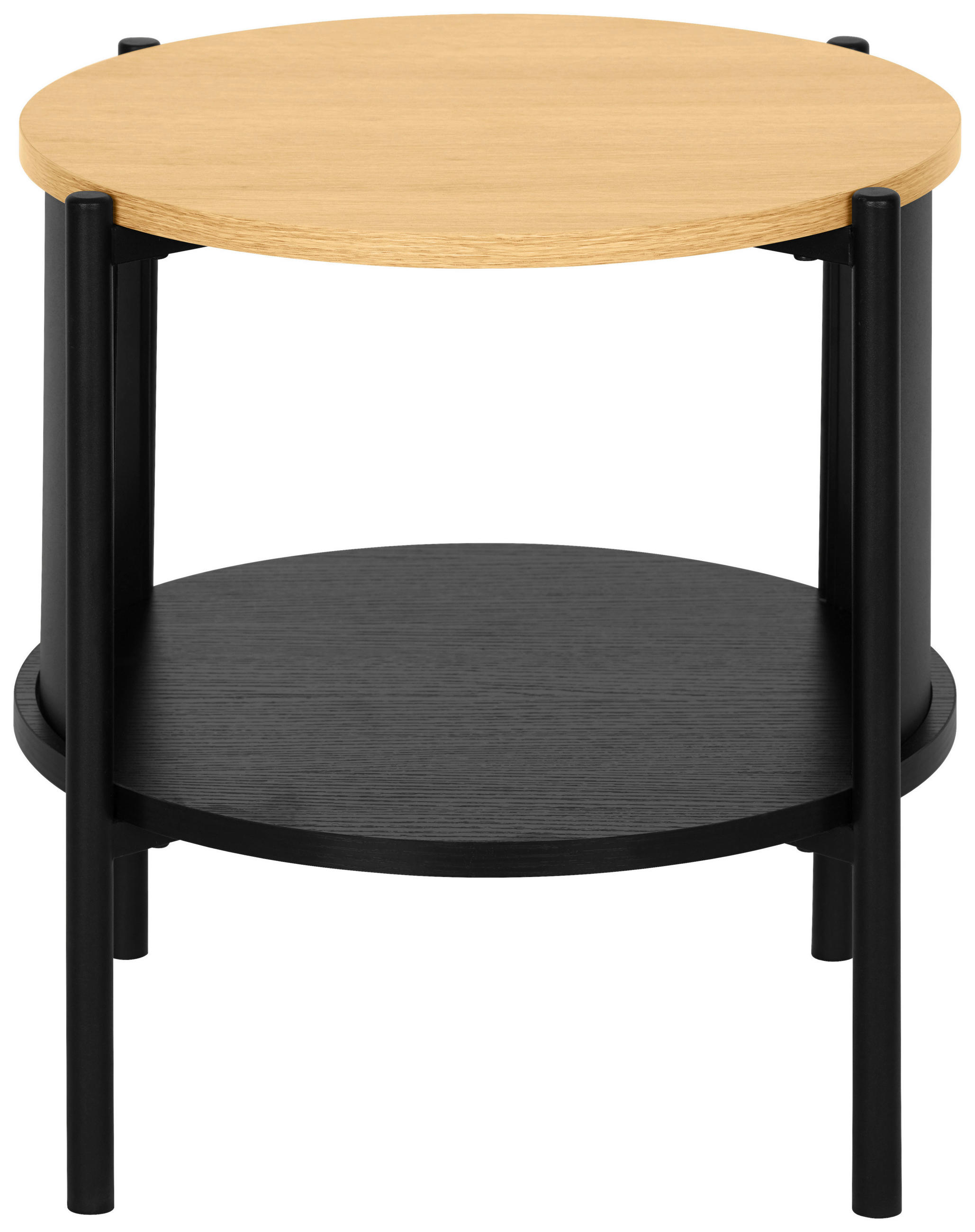 BEISTELLTISCH 44/44/44 cm Naturfarben, Schwarz rund  - Schwarz/Naturfarben, Trend, Holzwerkstoff/Metall (44/44/44cm) - Xora