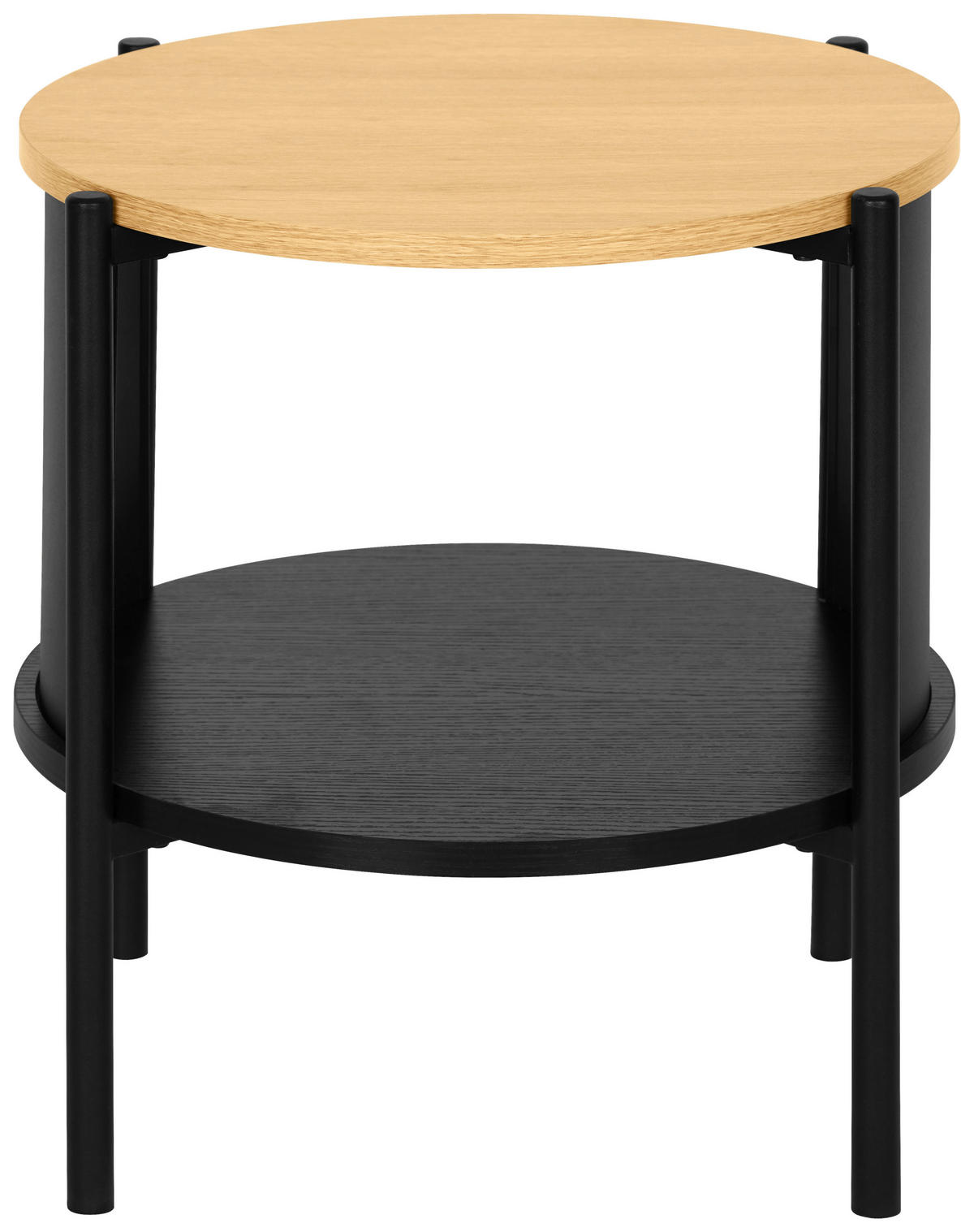 BEISTELLTISCH 44/44/44 cm Naturfarben, Schwarz rund  - Schwarz/Naturfarben, Trend, Holzwerkstoff/Metall (44/44/44cm) - Xora