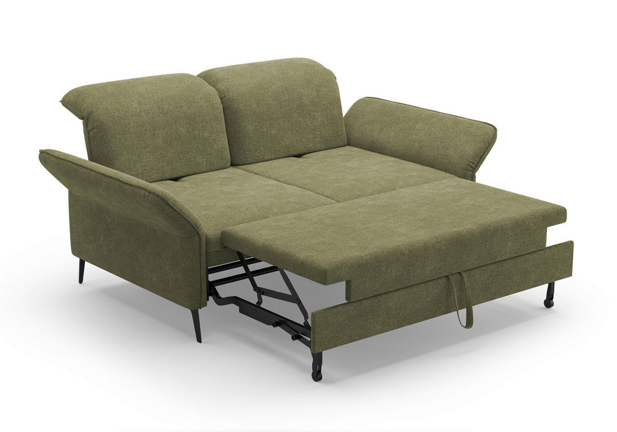 2,5-SITZER in Flachgewebe Hellgrün  - Schwarz/Hellgrün, KONVENTIONELL, Textil/Metall (189/92/123cm) - Sit & More