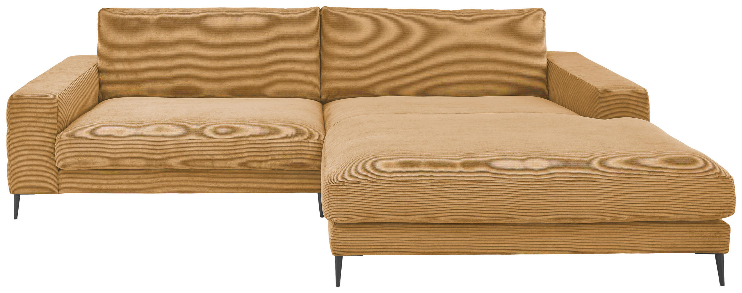 ECKSOFA Badia Base Gelb Feincord  - Gelb/Schwarz, Design, Textil/Metall (293/207cm) - Dieter Knoll