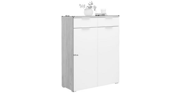 SCHUHSCHRANK 89/120/40 cm - Eichefarben/Alufarben, Design, Glas/Holzwerkstoff (89/120/40cm) - Voleo