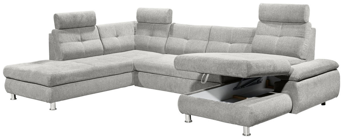 WOHNLANDSCHAFT in Webstoff Silberfarben  - Silberfarben, Modern, Kunststoff/Textil (233/349/177cm) - MID.YOU