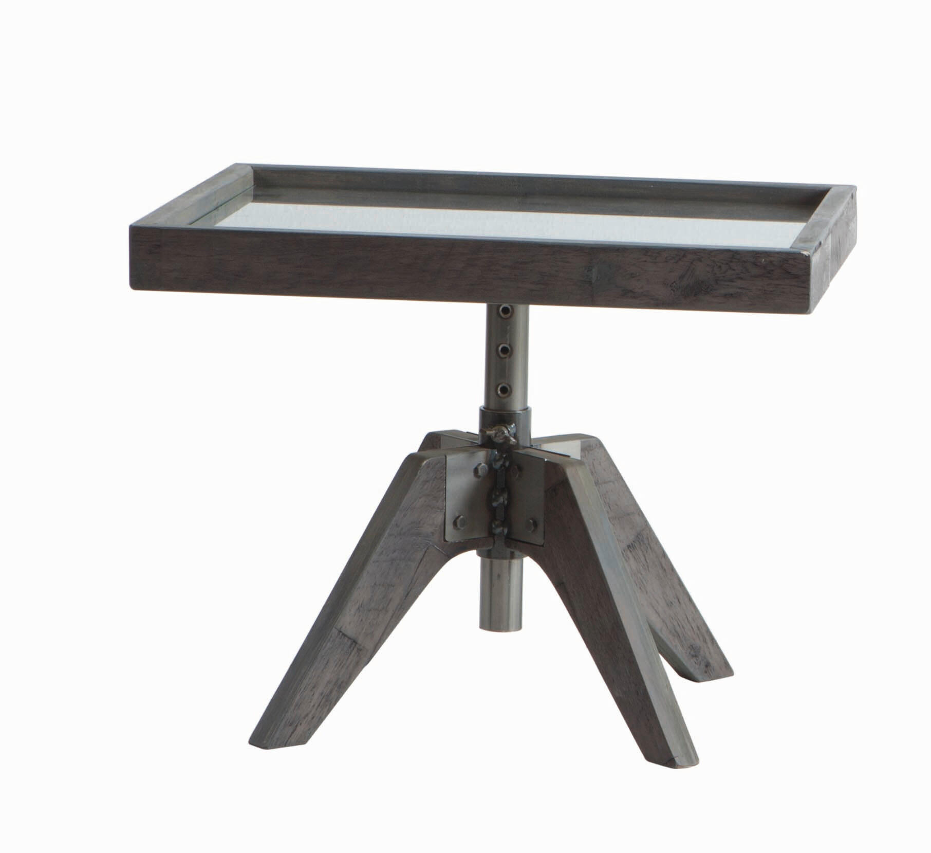 NACHTTISCH 52/34-53/42 cm Akazie massiv  - Grau, Design, Glas/Holz (52/34-53/42cm) - Hasena