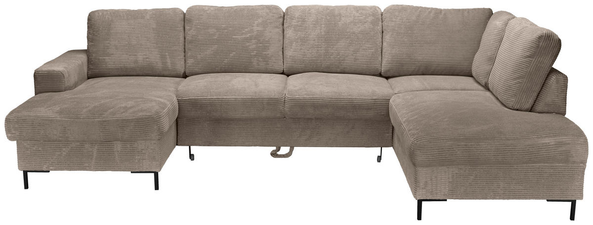 WOHNLANDSCHAFT Taupe Cord  - Taupe/Schwarz, KONVENTIONELL, Textil/Metall (148/303/197cm) - Carryhome