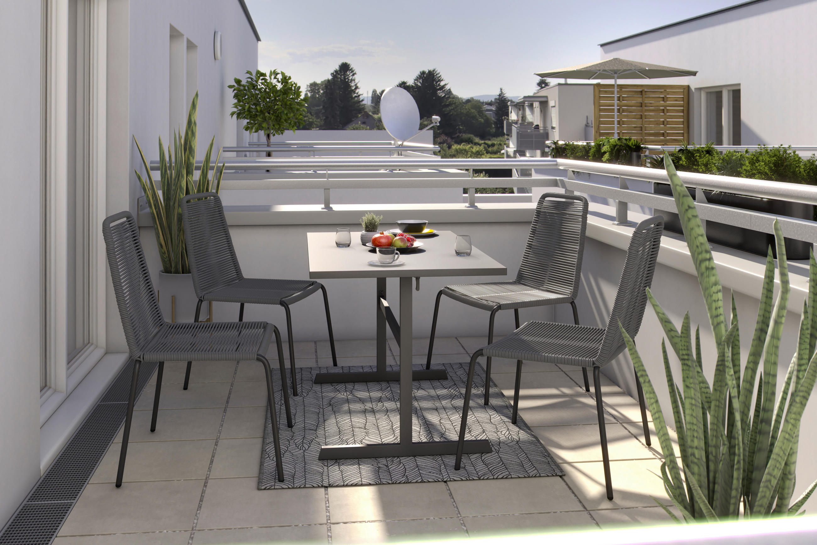 KERTI ASZTAL 140/80/74 cm   - antracit, Modern, fém (140/80/74cm) - Ambia Garden