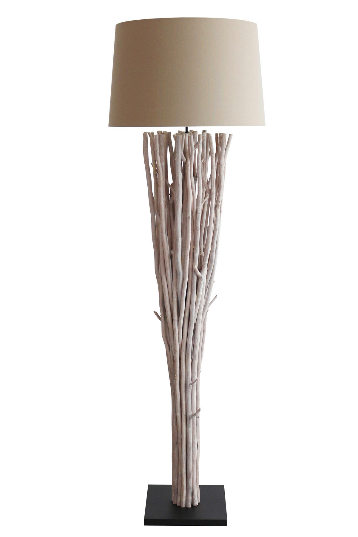 STEHLEUCHTE  30/175/30 cm   - Schwarz/Naturfarben, Design, Holz/Textil (30/175/30cm) - P & B