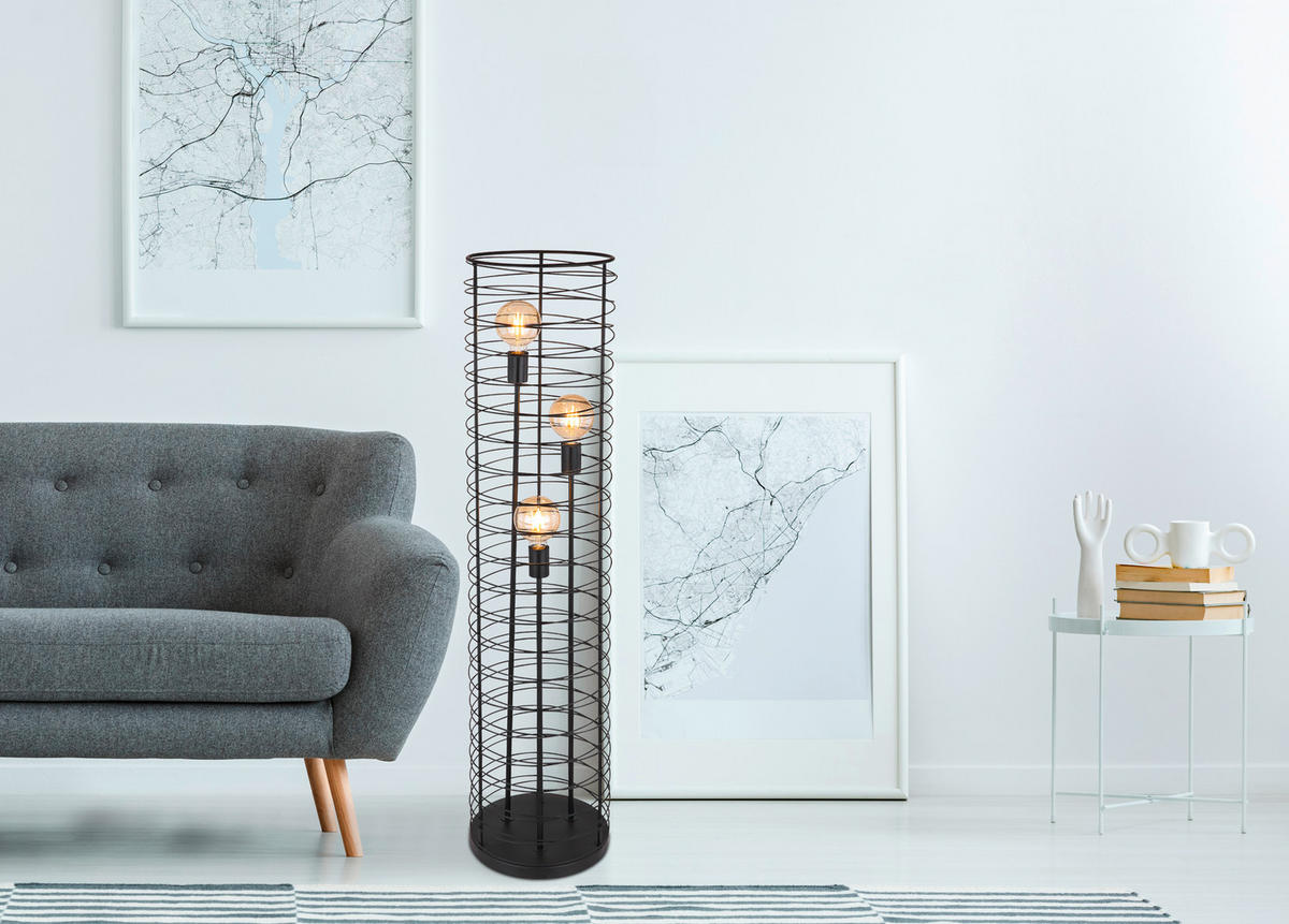 STEHLEUCHTE 30/129 cm    - Schwarz, Design, Metall (30/129cm) - Globo