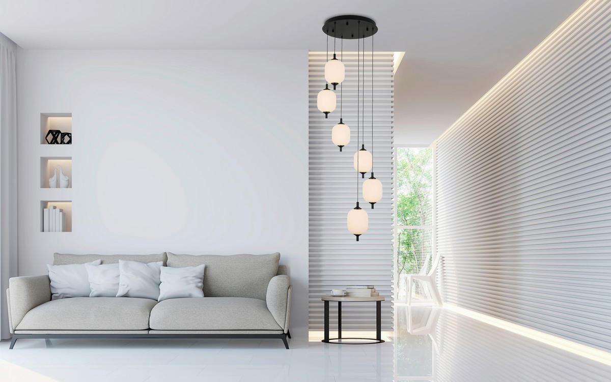 LED FÜGGŐLÁMPA 47/150 cm  - fekete/fehér, Trend, műanyag/fém (47/150cm) - Novel