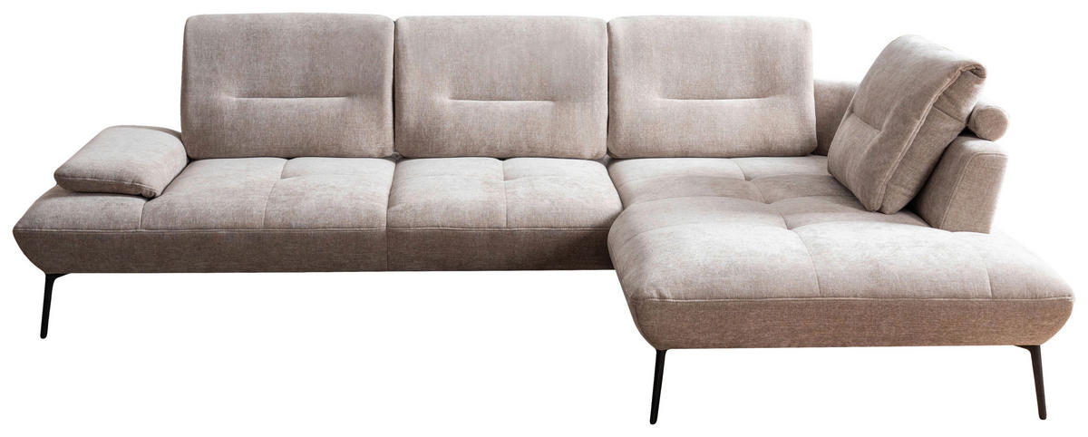 ECKSOFA  in Chenille Taupe  320/190 cm  - Taupe/Schwarz, Design, Textil/Metall (320/190cm) - Moderano