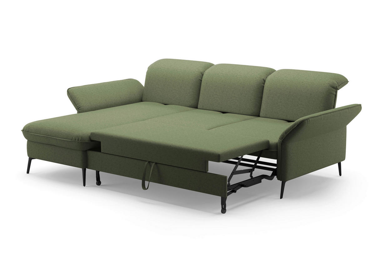 ECKSOFA in Flachgewebe Olivgrün  198/264 cm  - Schwarz/Olivgrün, KONVENTIONELL, Textil/Metall (198/264cm) - Sit & More