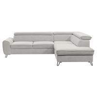 ECKSOFA in Flachgewebe Hellgrau  - Hellgrau/Schwarz, Design, Textil/Metall (250/200cm) - Stylife