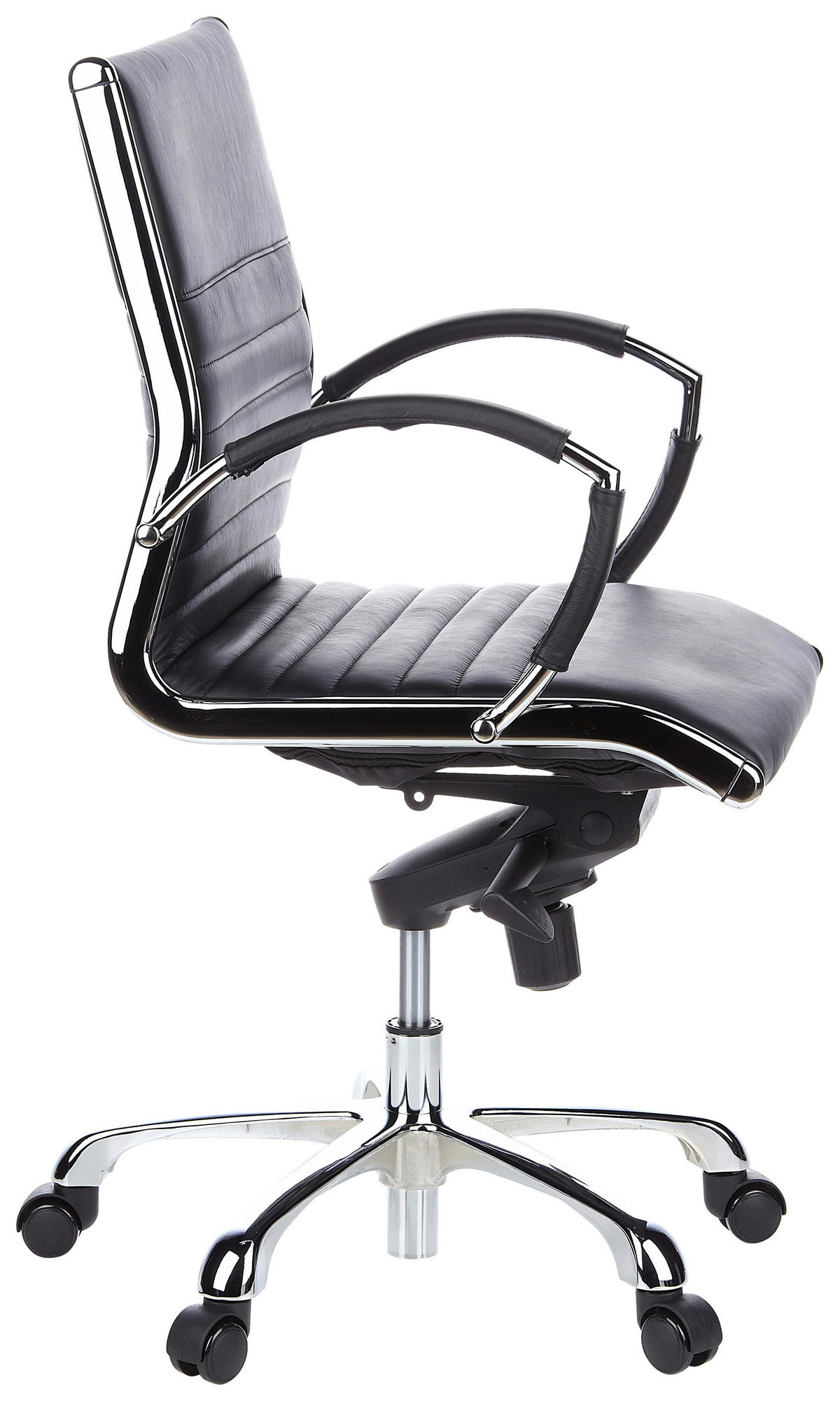 DREHSTUHL Lederlook Schwarz, Chromfarben  - Chromfarben/Schwarz, MODERN, Leder/Kunststoff (60/111/50cm) - MID.YOU