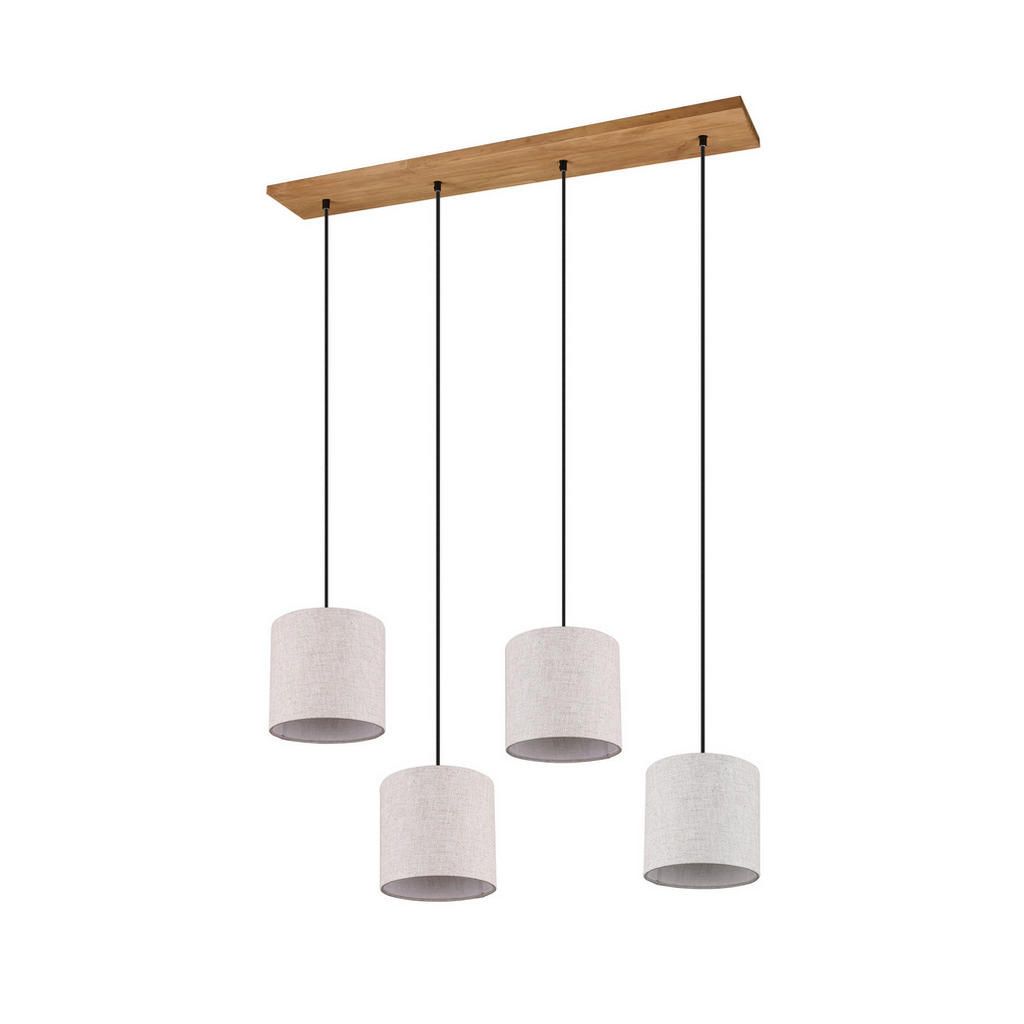 Thumbnail - Trio Leuchten Hängeleuchte Elmau, Nickel, Weiß, Braun, Textil, Metall, 20x150x100 cm, Lampen & Leuchten, Innenbeleuchtun...