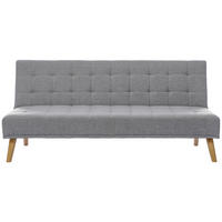 SCHLAFSOFA Leinenoptik Hellgrau  - Hellgrau/Schwarz, Design, Holz/Kunststoff (179/81/85cm) - P & B