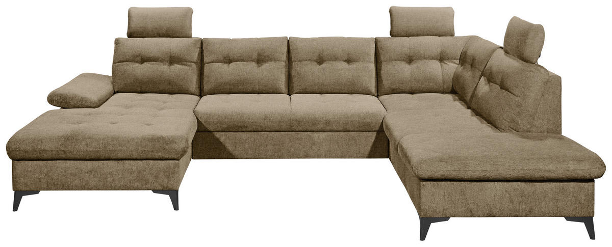 SJEDEĆA GARNITURA tekstil  boje pijeska   - boje pijeska/crna, Konvencionalno, tekstil/plastika (170/324/218cm) - MID.YOU