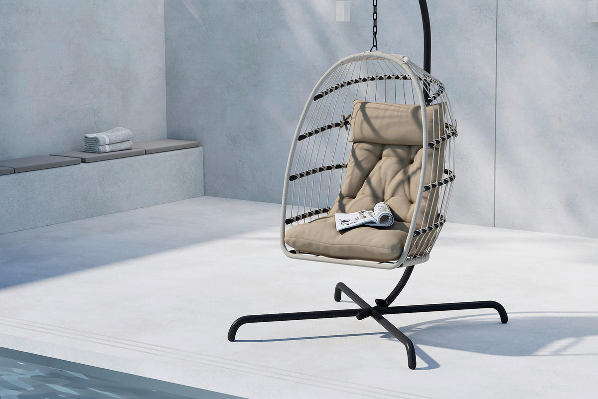 HÄNGESESSEL 75/198/70 cm  - Schwarz/Grau, MODERN, Holz/Textil (75/198/70cm) - Gardenson