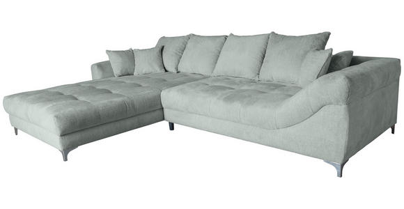 ECKSOFA Grau Chenille Zierkissen, Rückenkissen, Rücken echt  - Chromfarben/Grau, KONVENTIONELL, Textil/Metall (227/329cm) - Carryhome