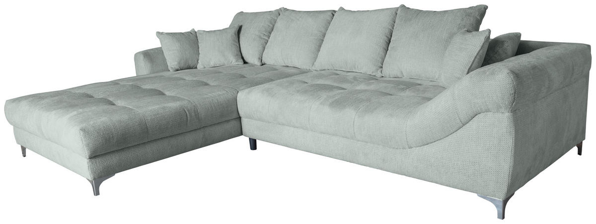 ECKSOFA Grau Chenille  - Chromfarben/Grau, KONVENTIONELL, Textil/Metall (227/329cm) - Carryhome