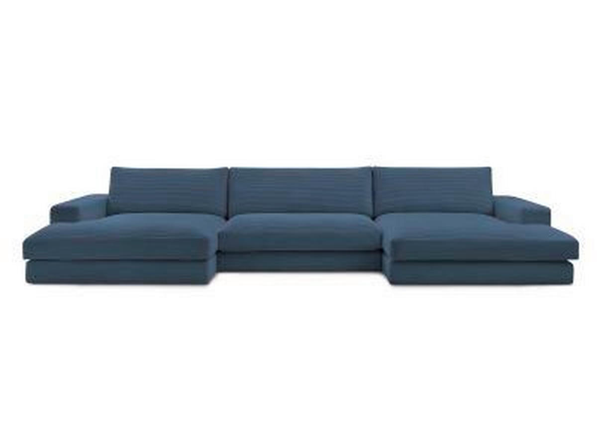 WOHNLANDSCHAFT LEONARD Dunkelblau Cord  - Schwarz/Dunkelblau, MODERN, Kunststoff/Textil (159/404/159cm)
