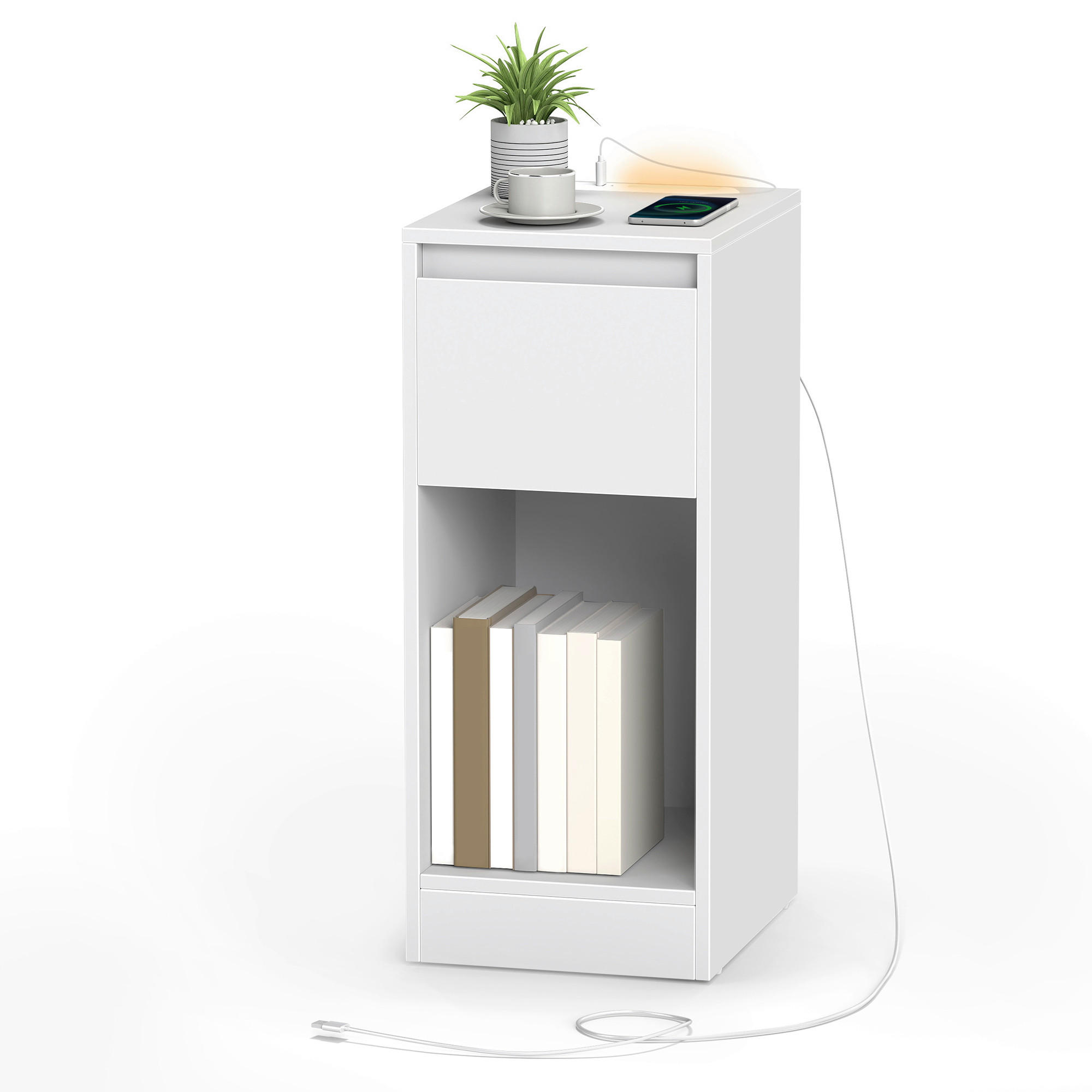 NACHTSCHRANK 25/59,5/30 cm  - Weiß, KONVENTIONELL, Holzwerkstoff (25/59,5/30cm) - Boxxx