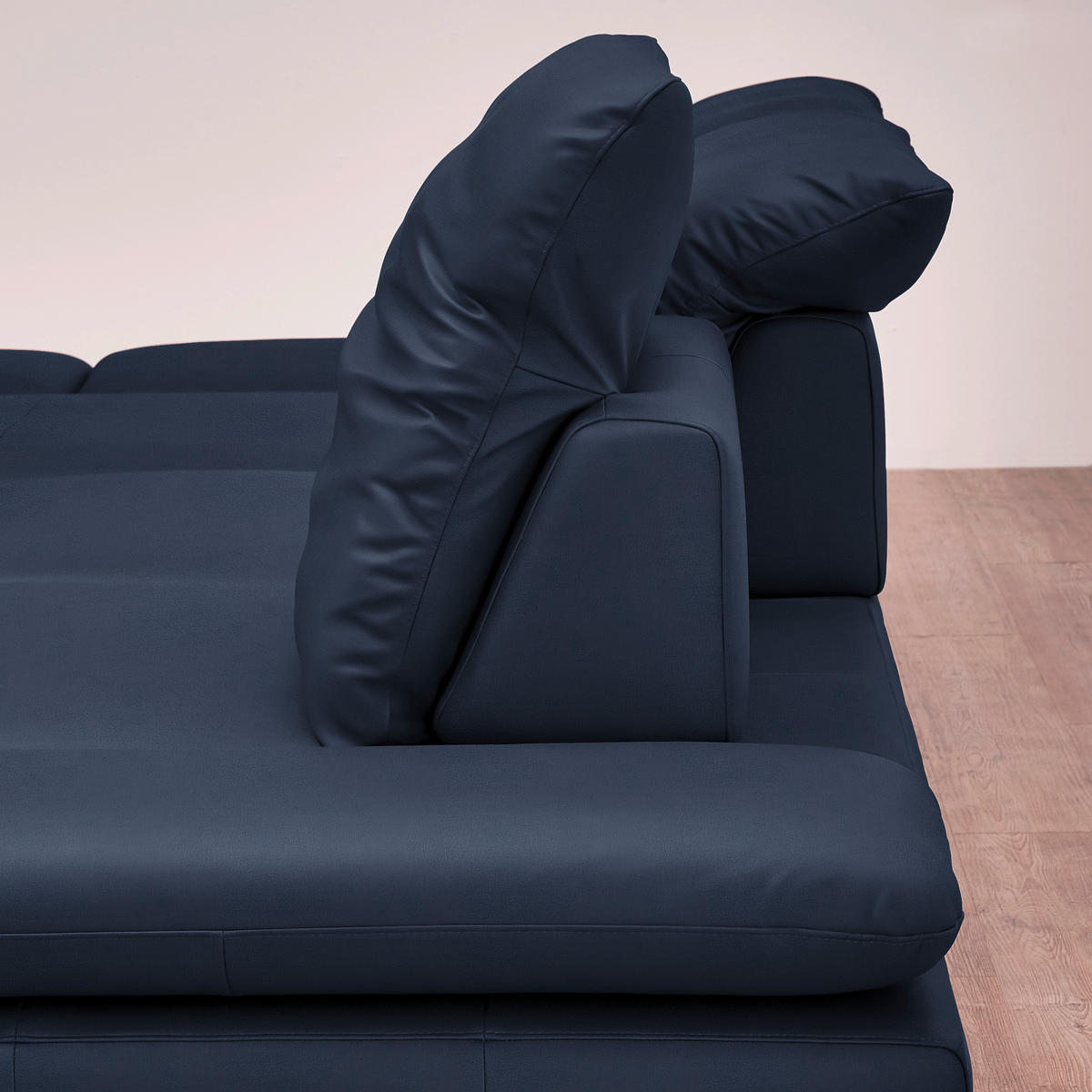 ECKSOFA in Echtleder Blau  - Blau/Silberfarben, Design, Leder/Metall (315/200cm) - Chilliano