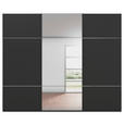 SCHWEBETÜRENSCHRANK 301/223/68 cm 3-türig Schwarz  - Chromfarben/Schwarz, KONVENTIONELL, Glas/Holzwerkstoff (301/223/68cm) - Novel