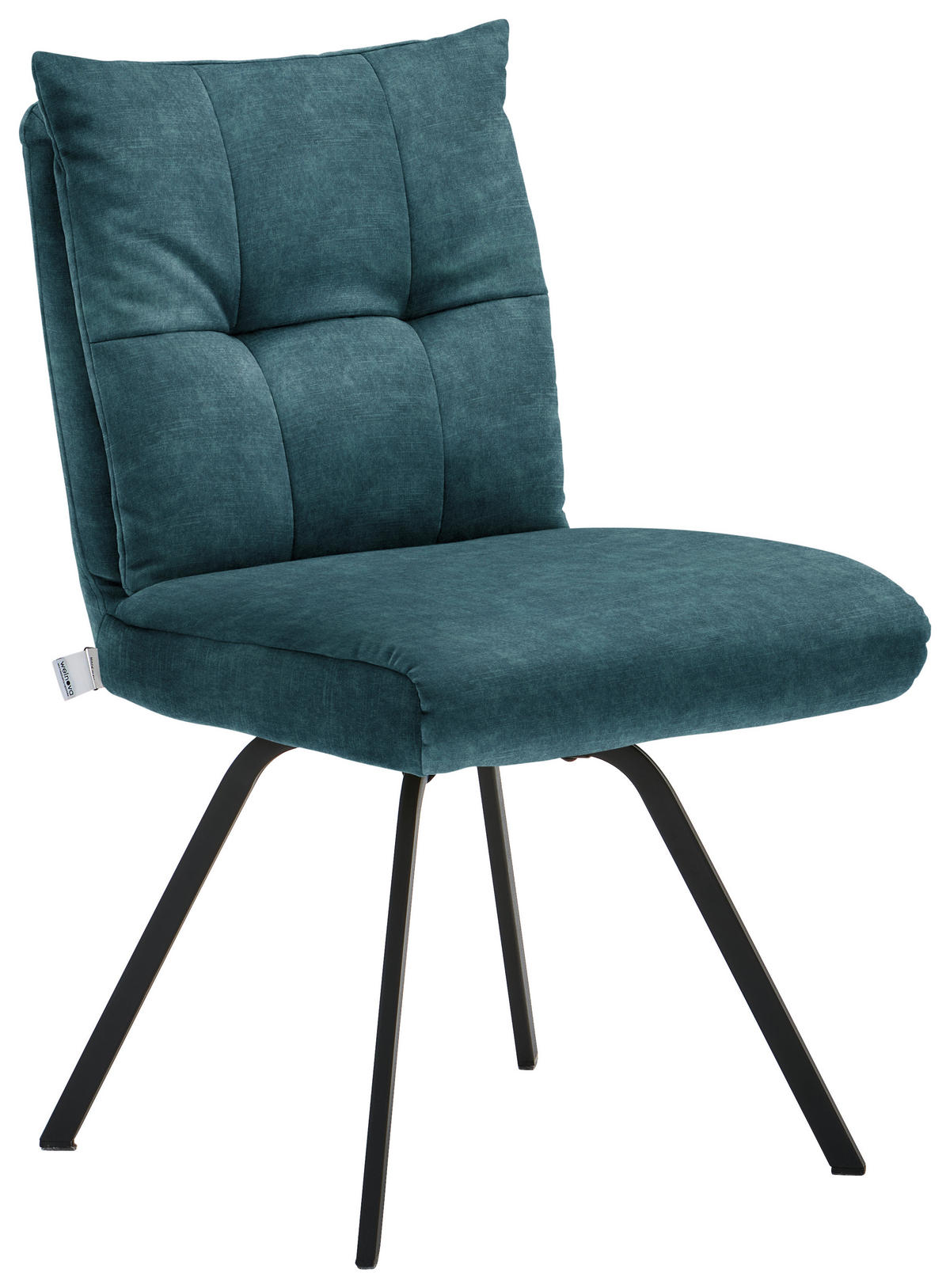 STUHL Velours  - Petrol/Schwarz, Design, Textil/Metall (50/82/68cm) - Welnova