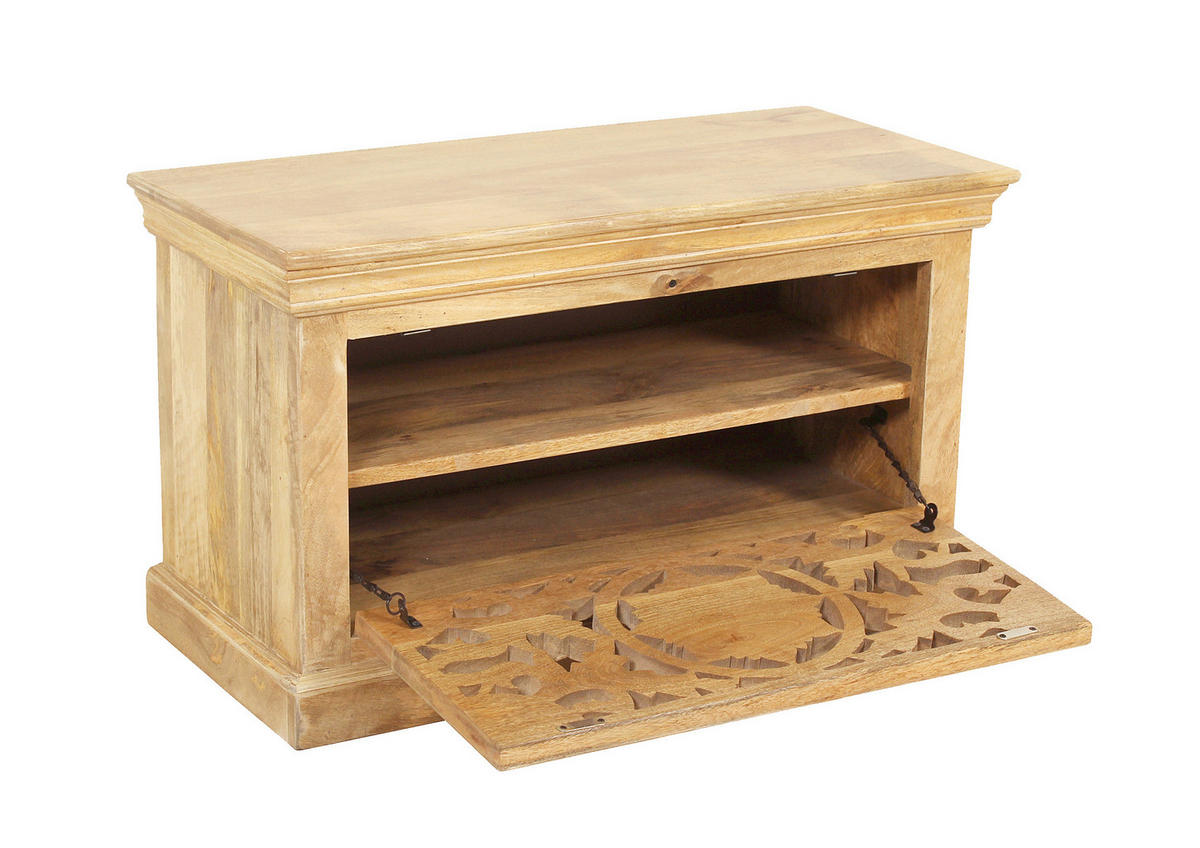SCHUHSCHRANK Mangoholz massiv Naturfarben  - Naturfarben, Design, Holz (80/50/40cm) - MID.YOU