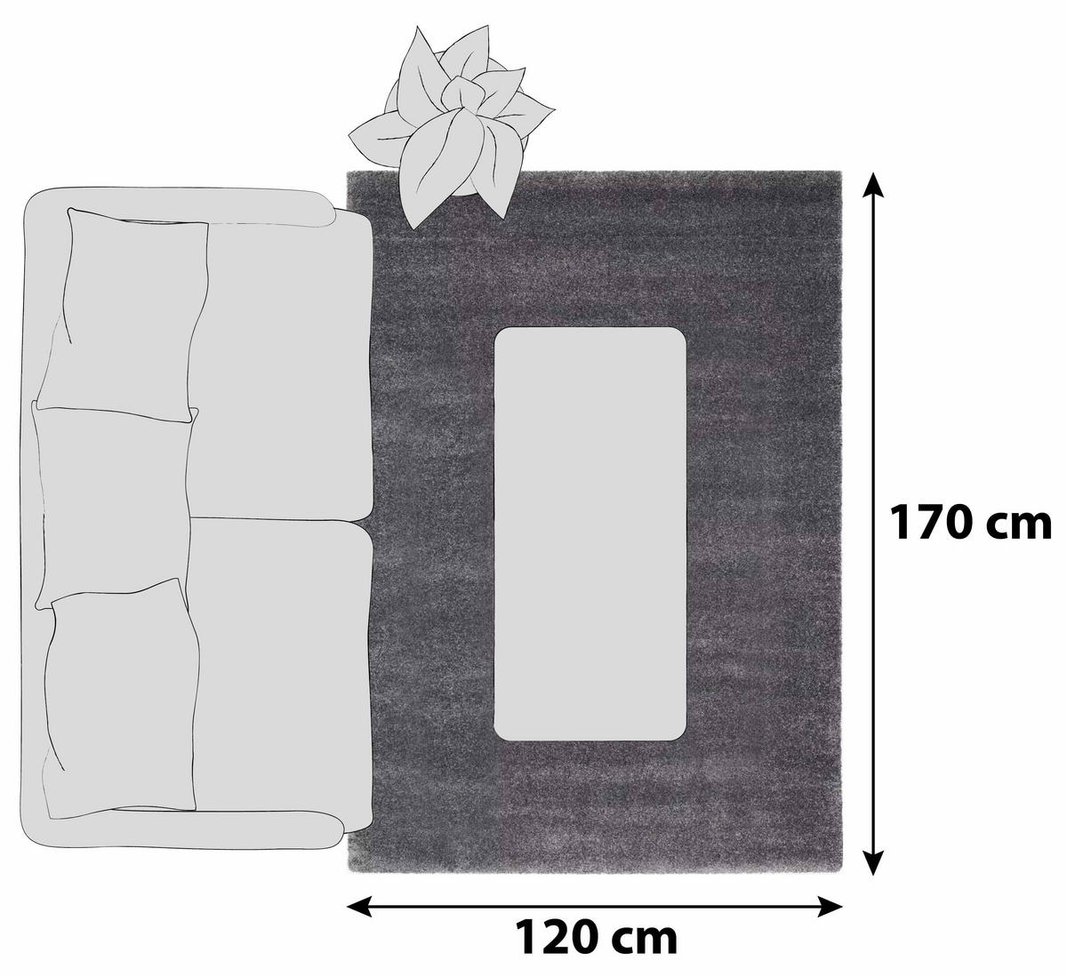 HOCHFLORTEPPICH 120/170 cm Bellevue Dunkelgrau  - Dunkelgrau, Basics, Textil (120/170cm) - Novel
