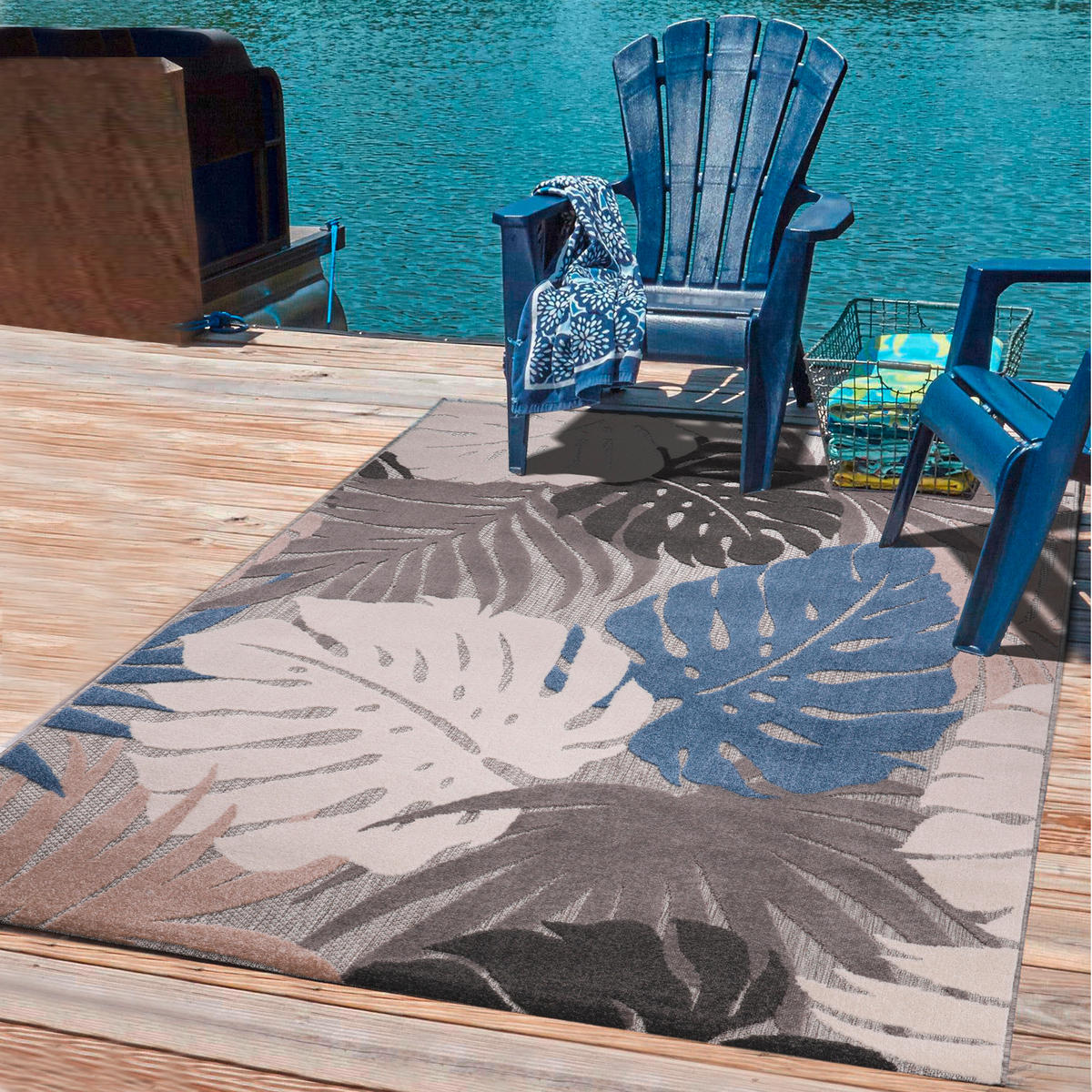 TEPIH ZA UNUTAR./VANJ. UPORAB 240/330 cm   plava  Floral  - plava, Lifestyle, tekstil/plastika (240/330cm)