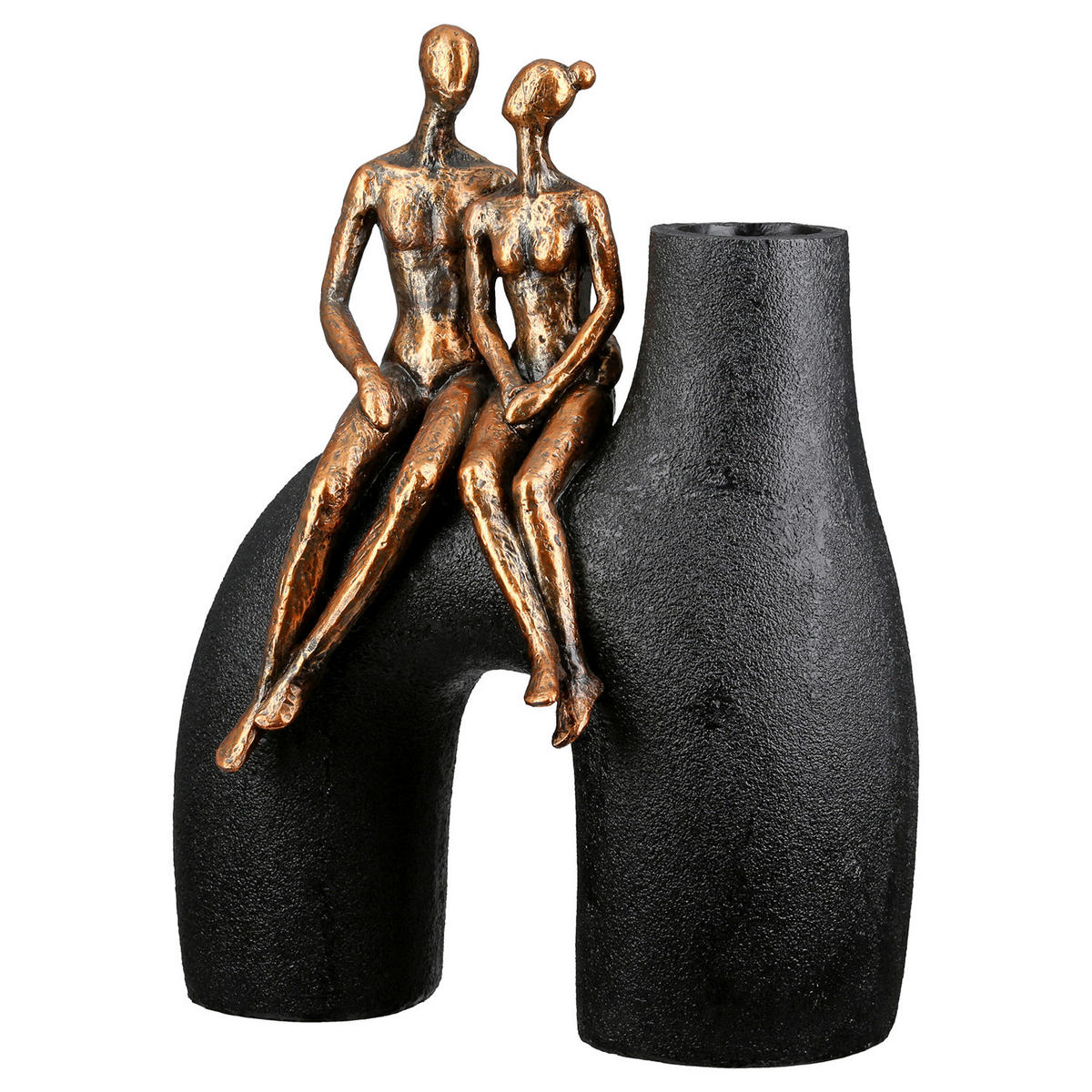 DEKOVASE  - Schwarz/Bronzefarben, LIFESTYLE, Kunststoff (20/25,5/11,5cm)