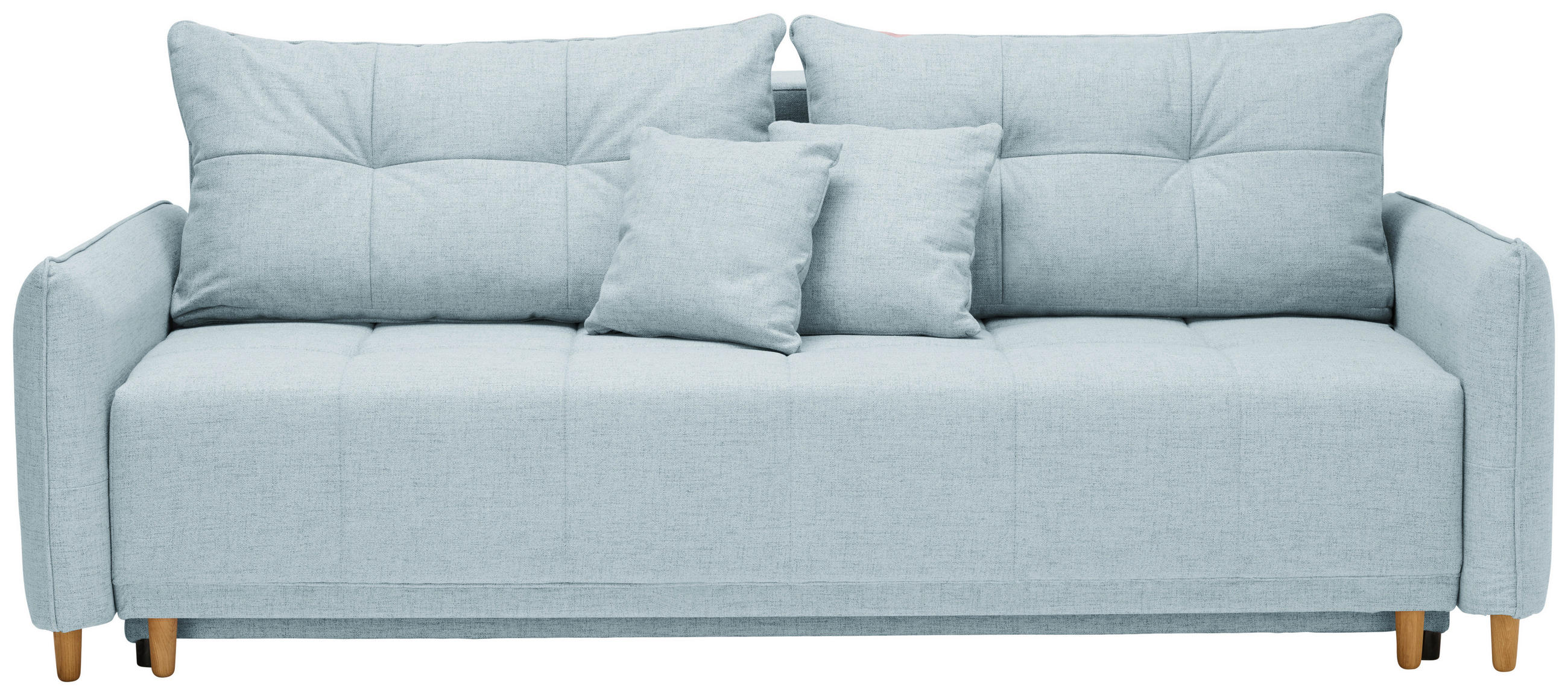 SCHLAFSOFA Webstoff Hellblau  - Eichefarben/Hellblau, Design, Holz/Textil (227/98/113cm) - Carryhome
