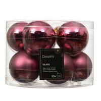 CHRISTBAUMKUGEL-SET 6/6/6 cm 10-teilig  - Dunkelrosa, LIFESTYLE, Glas (6/6/6cm)