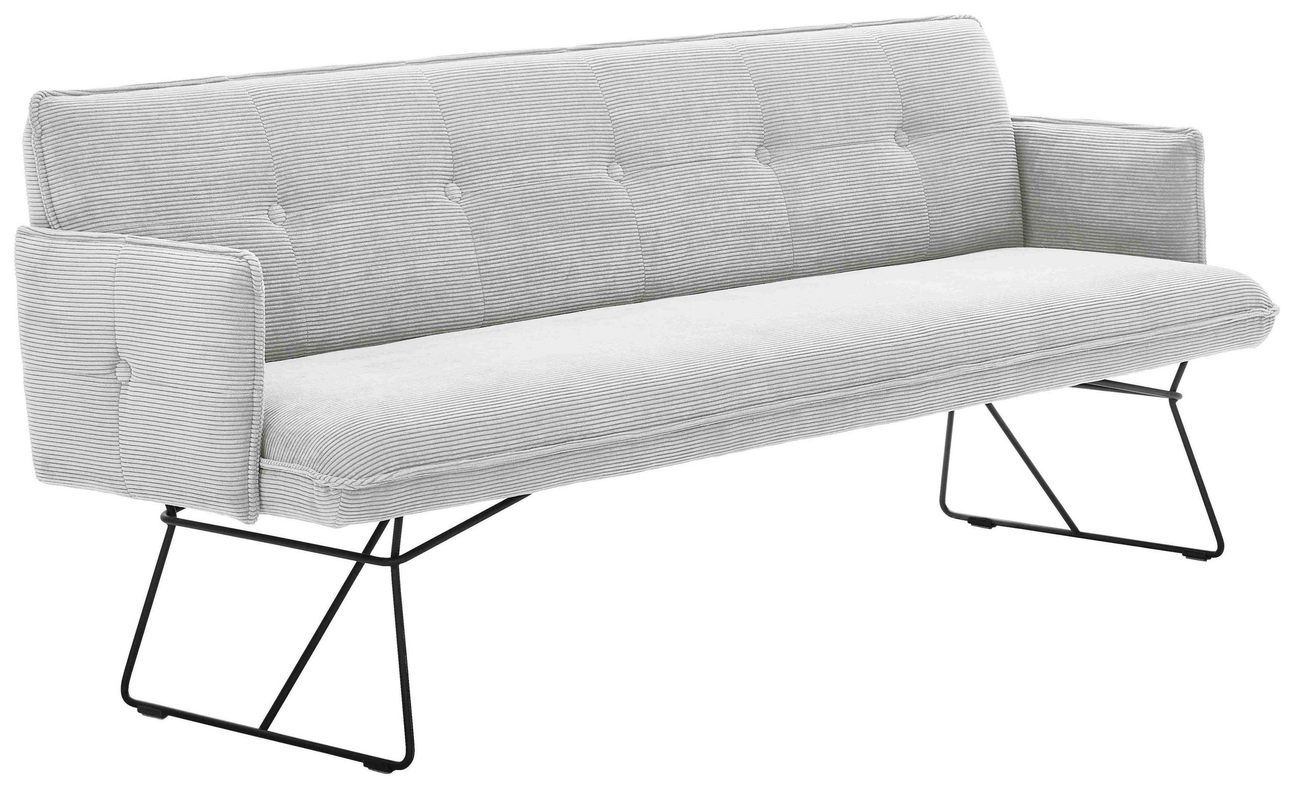 SITZBANK 212/89/70 cm Feincord Hellgrau Metall  - Hellgrau/Schwarz, Design, Textil/Metall (212/89/70cm) - Pure Home Lifestyle
