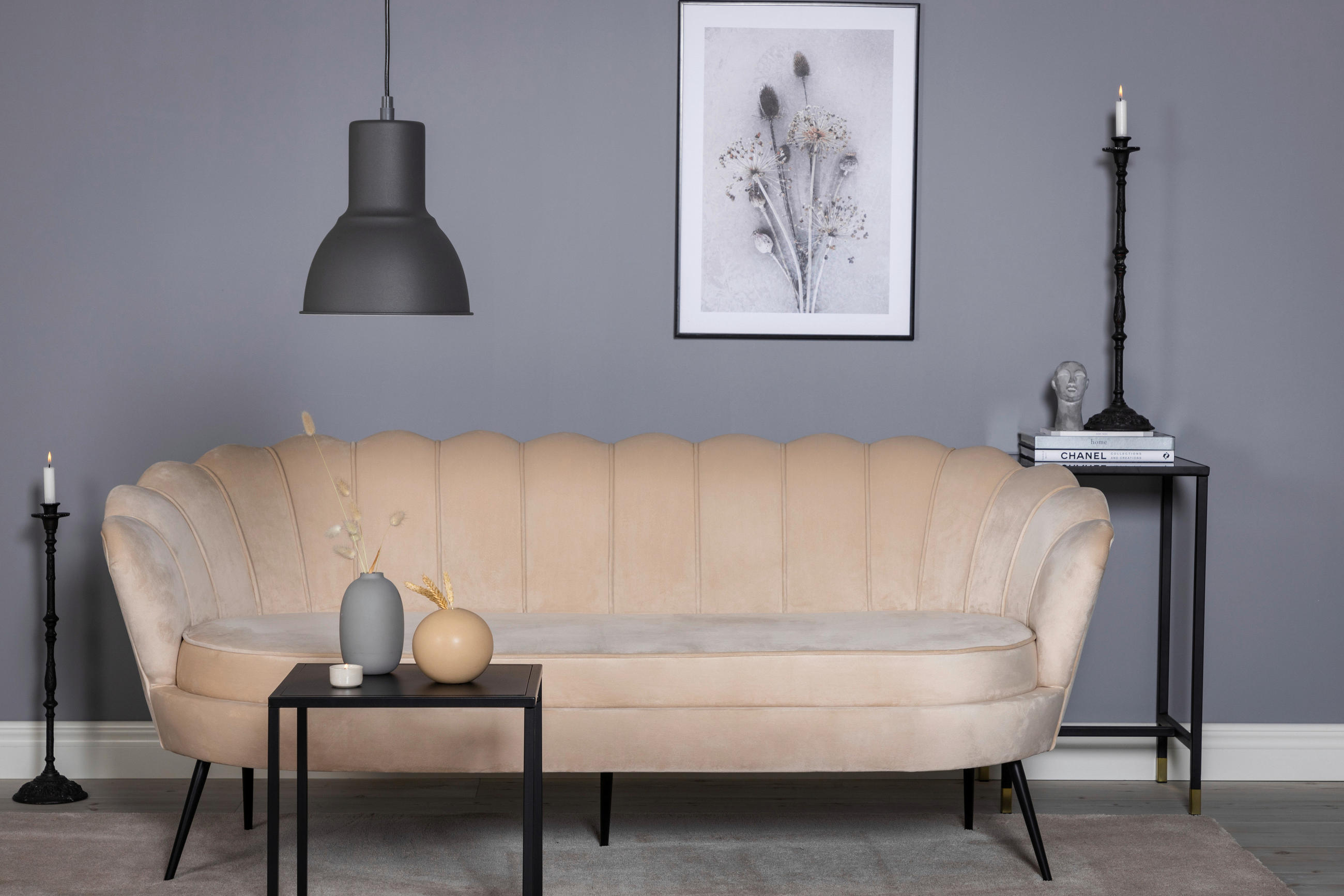 2-SITS SOFFA i metall, textil svart, beige  - beige/svart, Design, metall/textil (180/78.5/78cm) - Livetastic