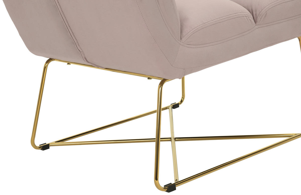 STUHL - Goldfarben/Rosa, Design, Textil/Metall (84/85/61cm) - MID.YOU
