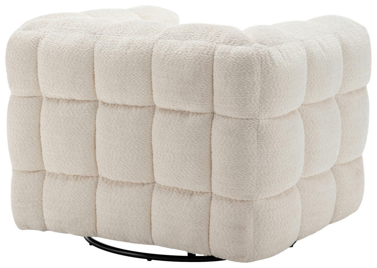 SESSEL in Bouclé Weiß  - Schwarz/Weiß, Design, Textil/Metall (94/83/71cm) - Livetastic