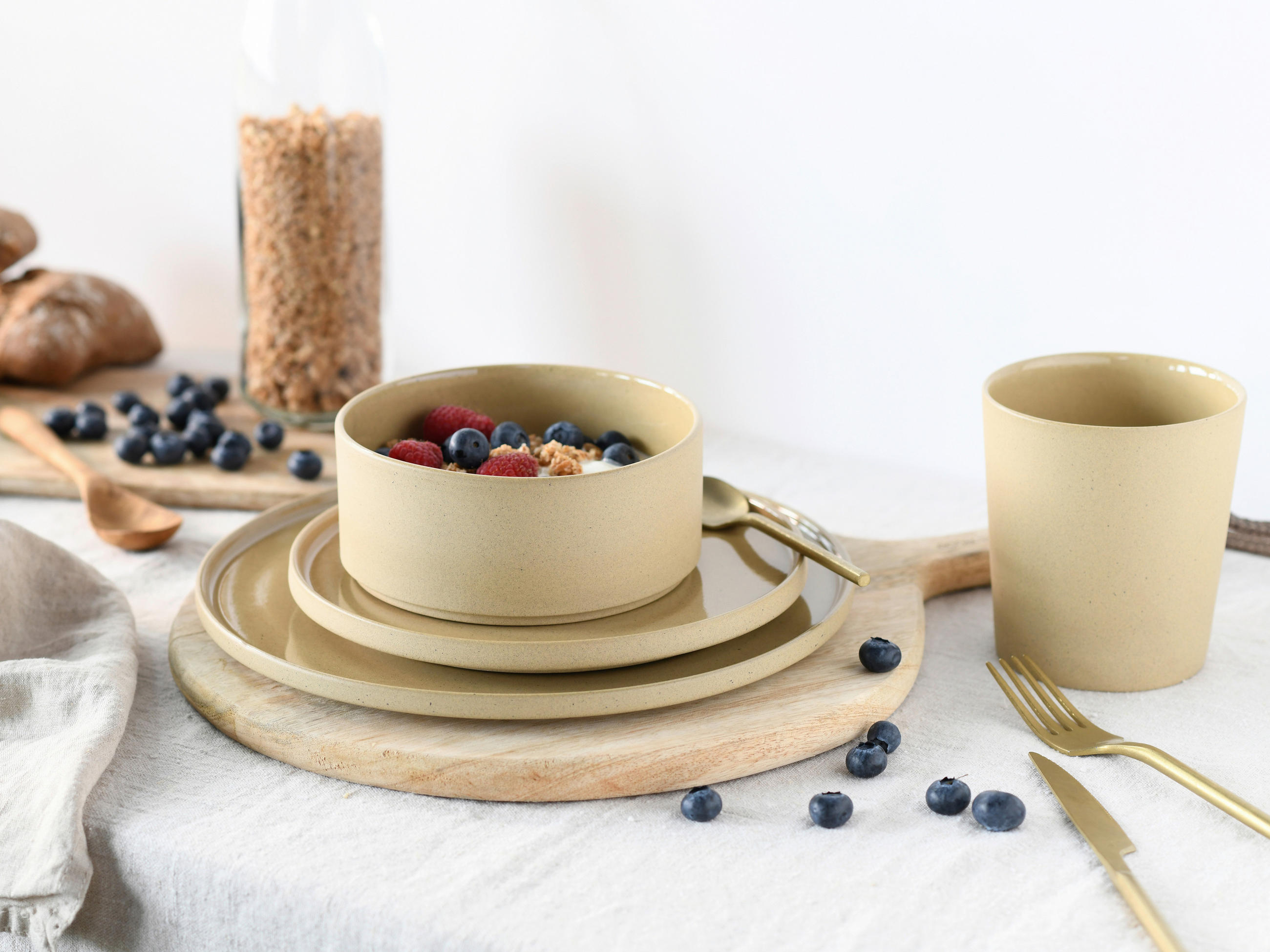 KAFFEEBECHERSET Futuro 4-teilig  - Hellbraun, Basics, Keramik (22,5/22,5/13,5cm) - Creatable