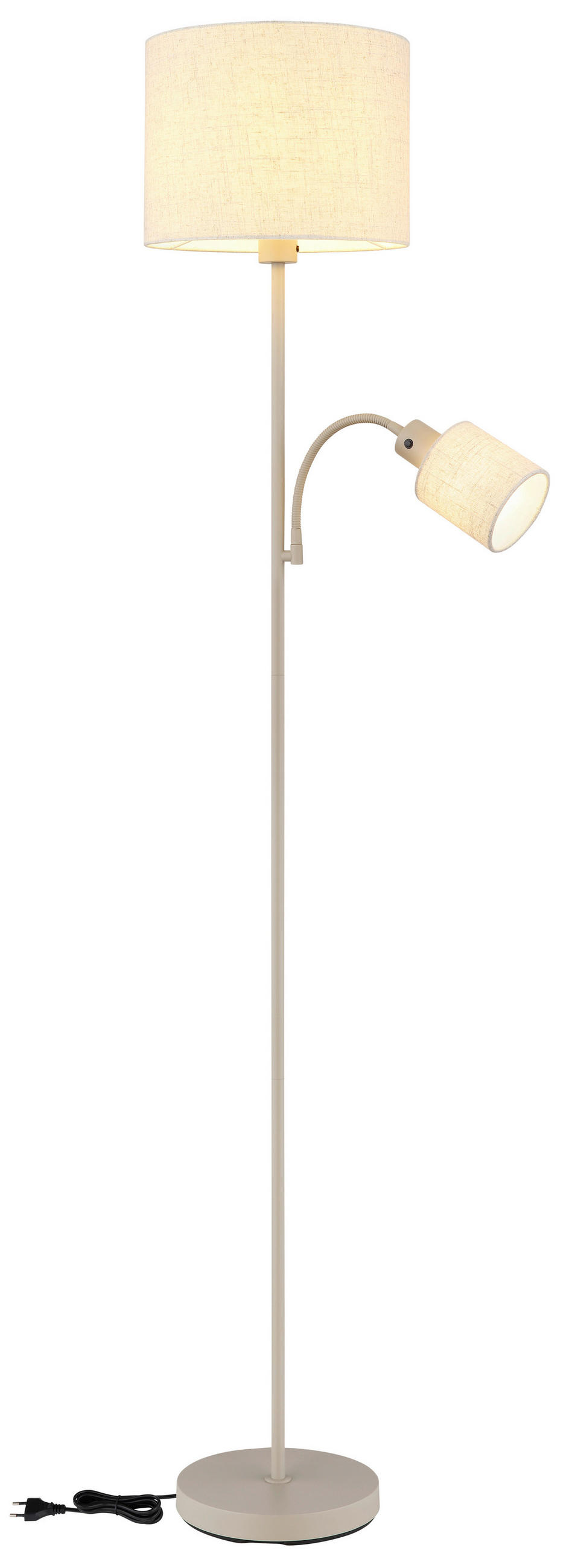STEHLEUCHTE Genaro 30/165 cm  - Sandfarben/Beige, Design, Kunststoff/Textil (30/165cm) - Globo