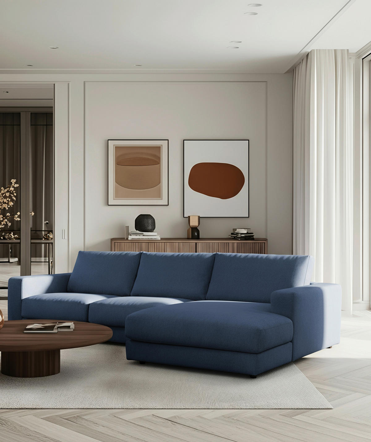 ECKSOFA VIGO Dunkelblau  - Schwarz/Dunkelblau, Design, Textil (303/172cm) - MID.YOU