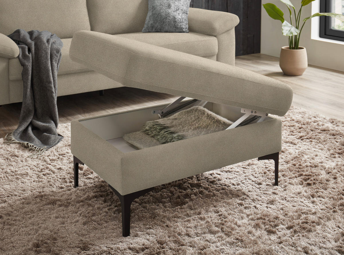3-SITZER-SOFA in Flachgewebe Beige  - Beige/Schwarz, Design, Textil/Metall (226/89/97cm) - Pure Home Lifestyle