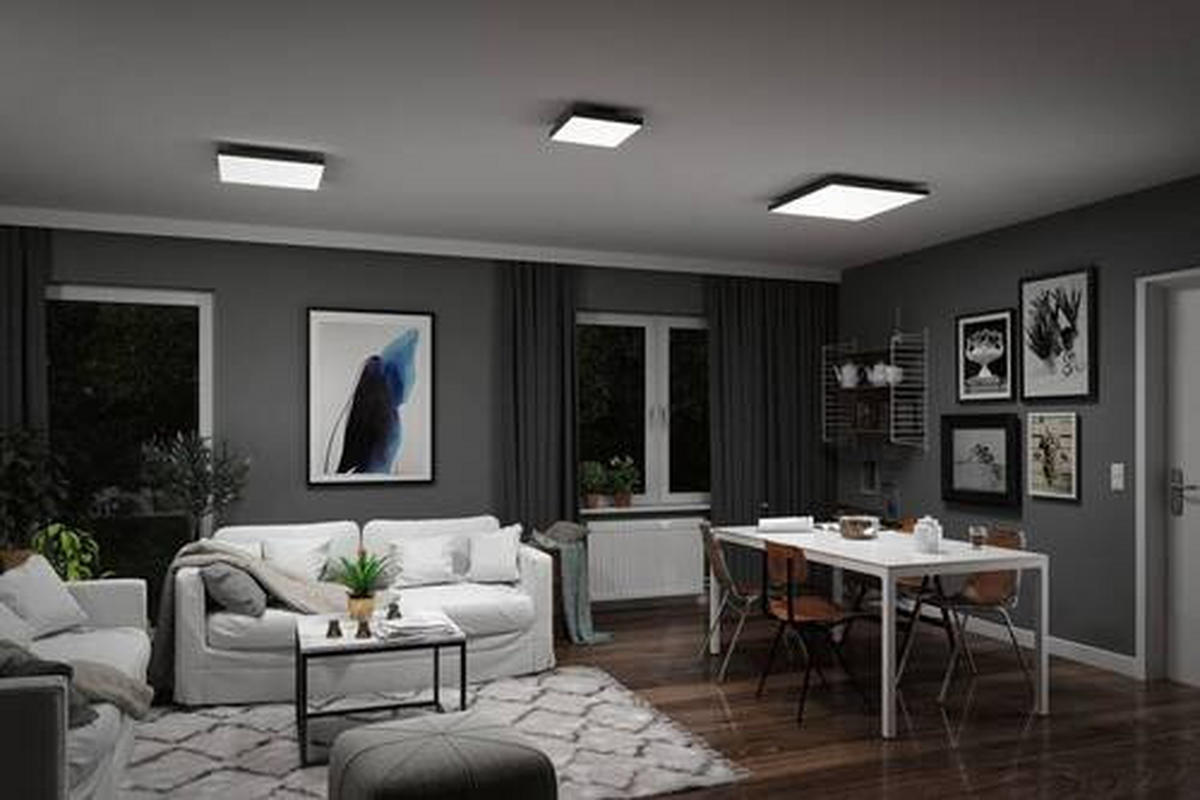 LED-PANEEL 29,5/29,5/6,4 cm  - Schwarz, Basics, Metall (29,5/29,5/6,4cm) - Paulmann