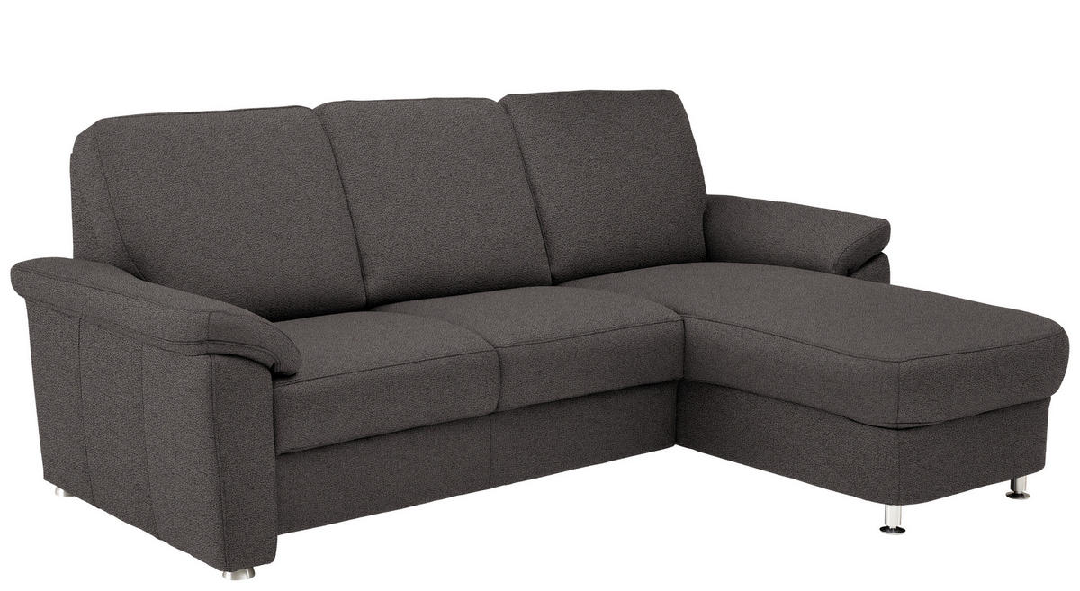 ECKSOFA in Flachgewebe Dunkelgrau  - Chromfarben/Dunkelgrau, Konventionell, Textil/Metall (250/163cm) - Beldomo System