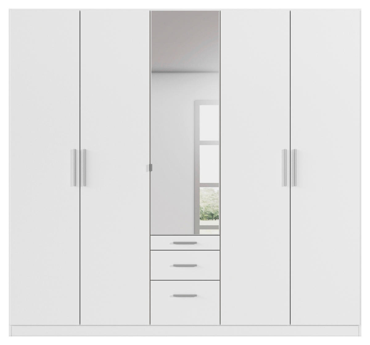 DREHTÜRENSCHRANK 226/210/54 cm,  in Weiß, 5-türig  - Alufarben/Weiß, KONVENTIONELL, Glas/Holzwerkstoff (226/210/54cm) - home24