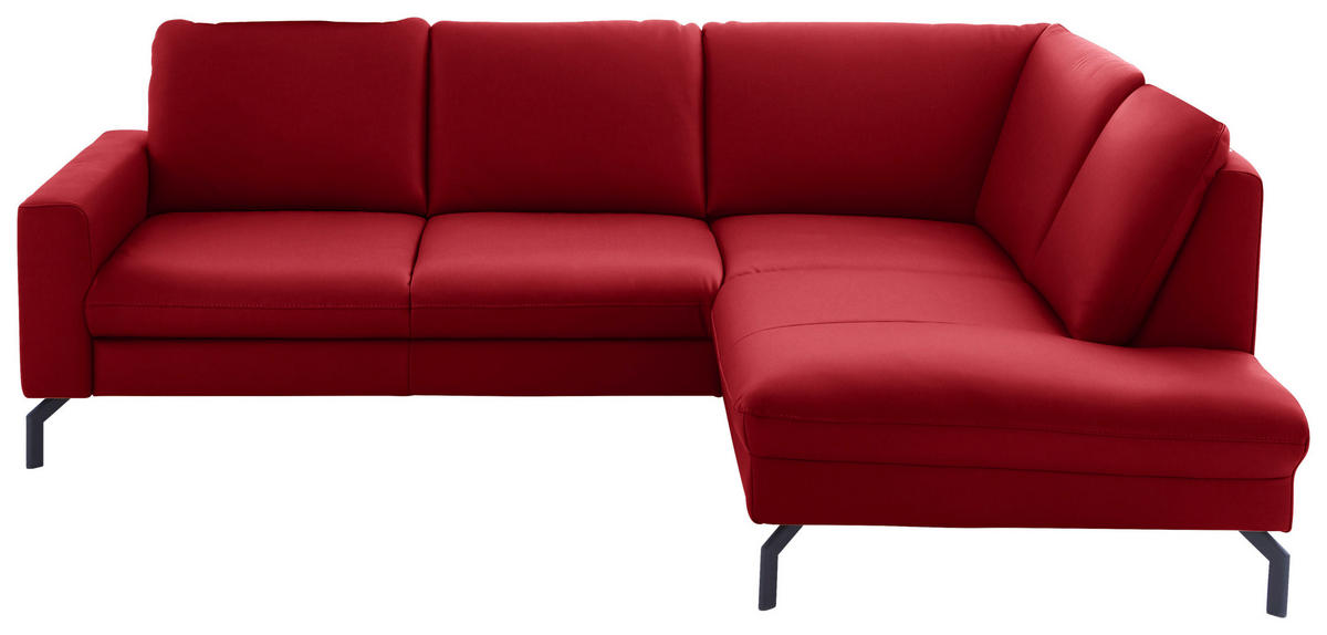ECKSOFA in Echtleder Rot  - Rot/Schwarz, Design, Leder/Metall (250/194cm) - Beldomo Premium