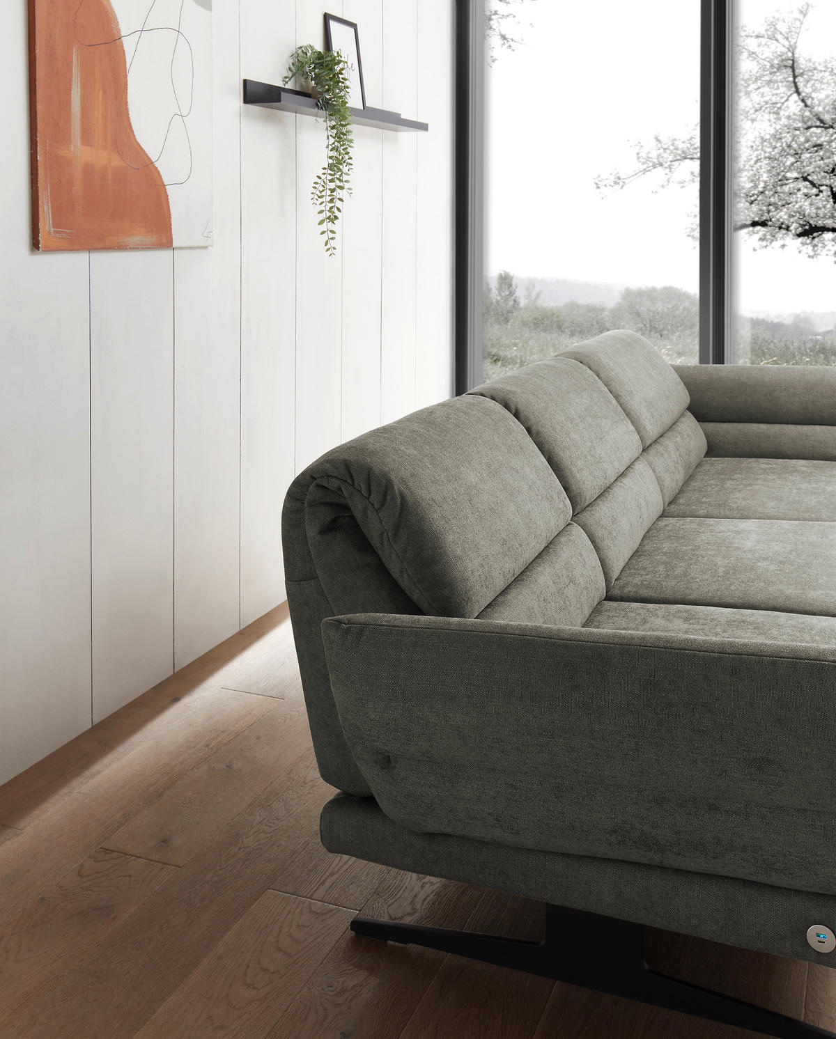 ECKSOFA in Flachgewebe Grün  - Schwarz/Grün, Design, Textil/Metall (279-327/176-217cm) - Dieter Knoll