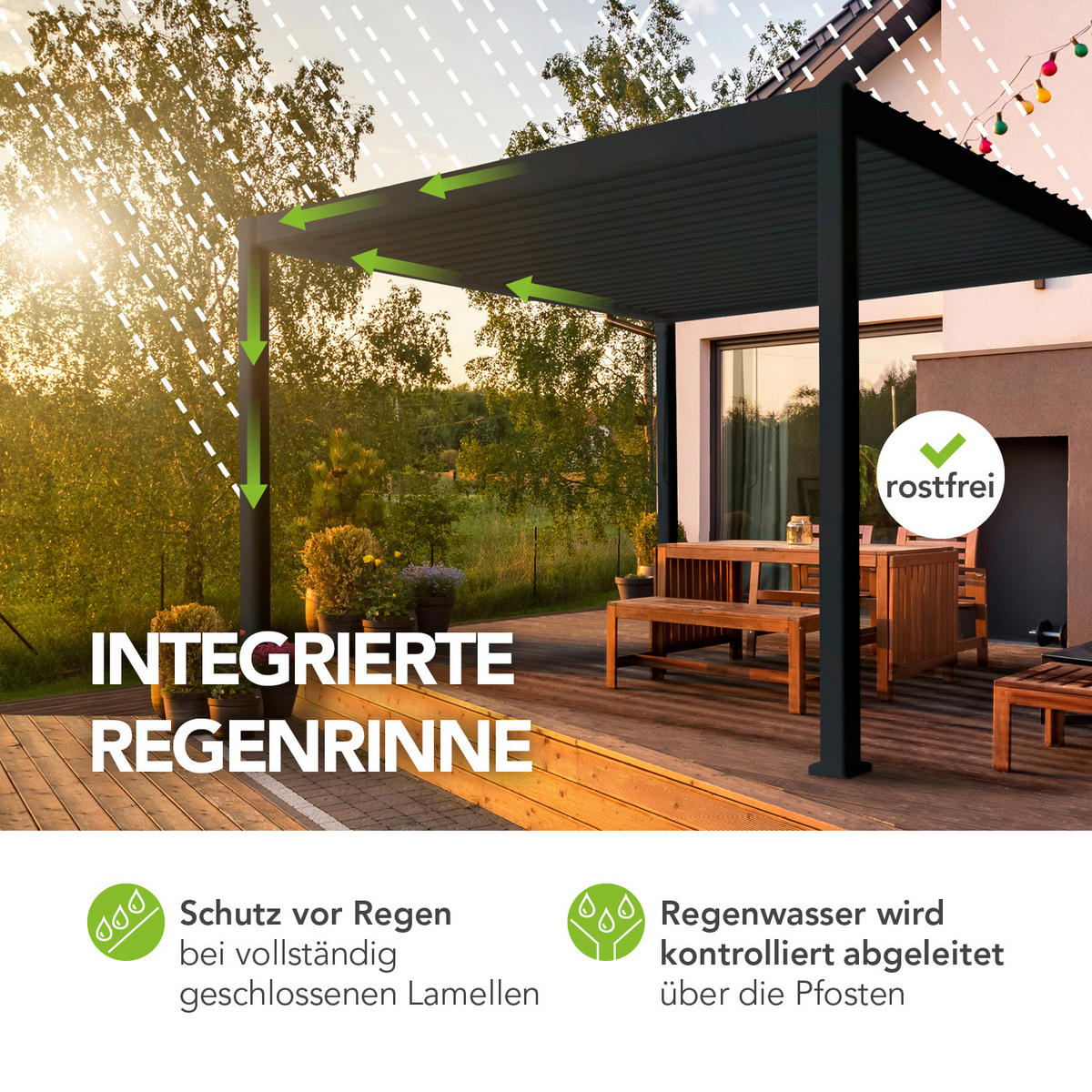 PERGOLA 400/255/300 cm Aluminium  - Anthrazit, Basics, Metall (400/255/300cm) - Gardenson