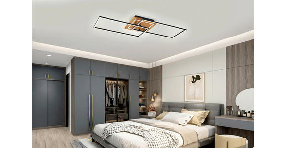 LED-DECKENLEUCHTE 86/46/11 cm - Schwarz/Naturfarben, Trend, Holz/Kunststoff (86/46/11cm) - Novel